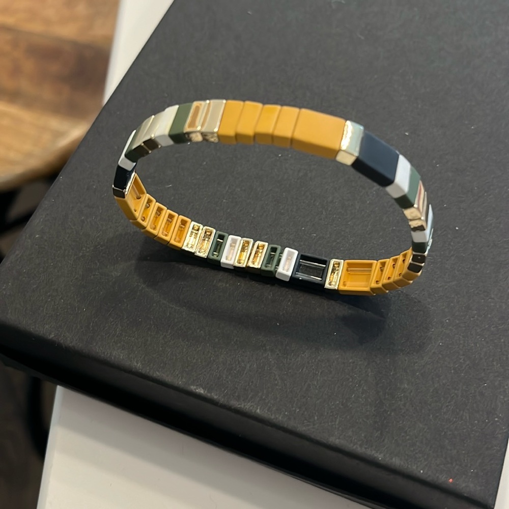 Cute mustard colored and strip bracelet